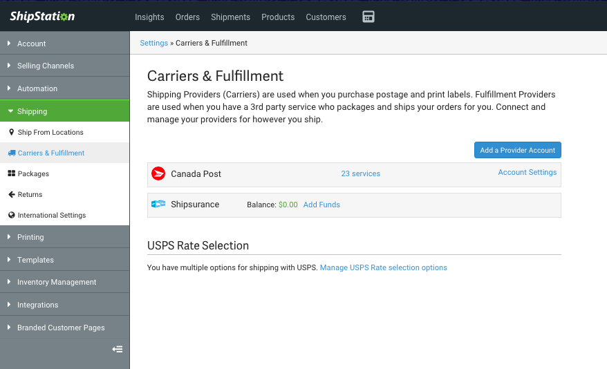 Adding a carrier in ShipStation